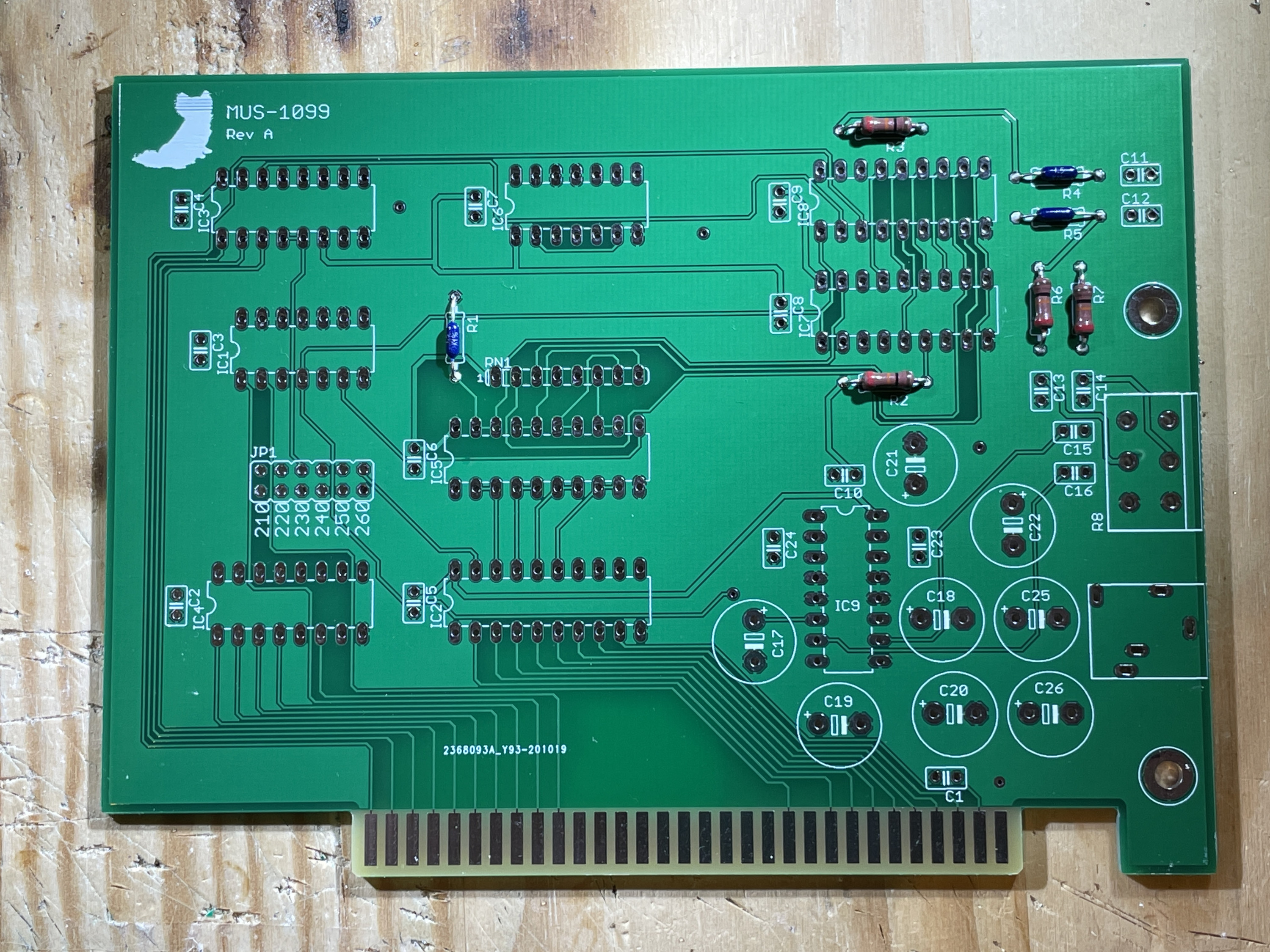 MUS-1099 PCB with resistors added