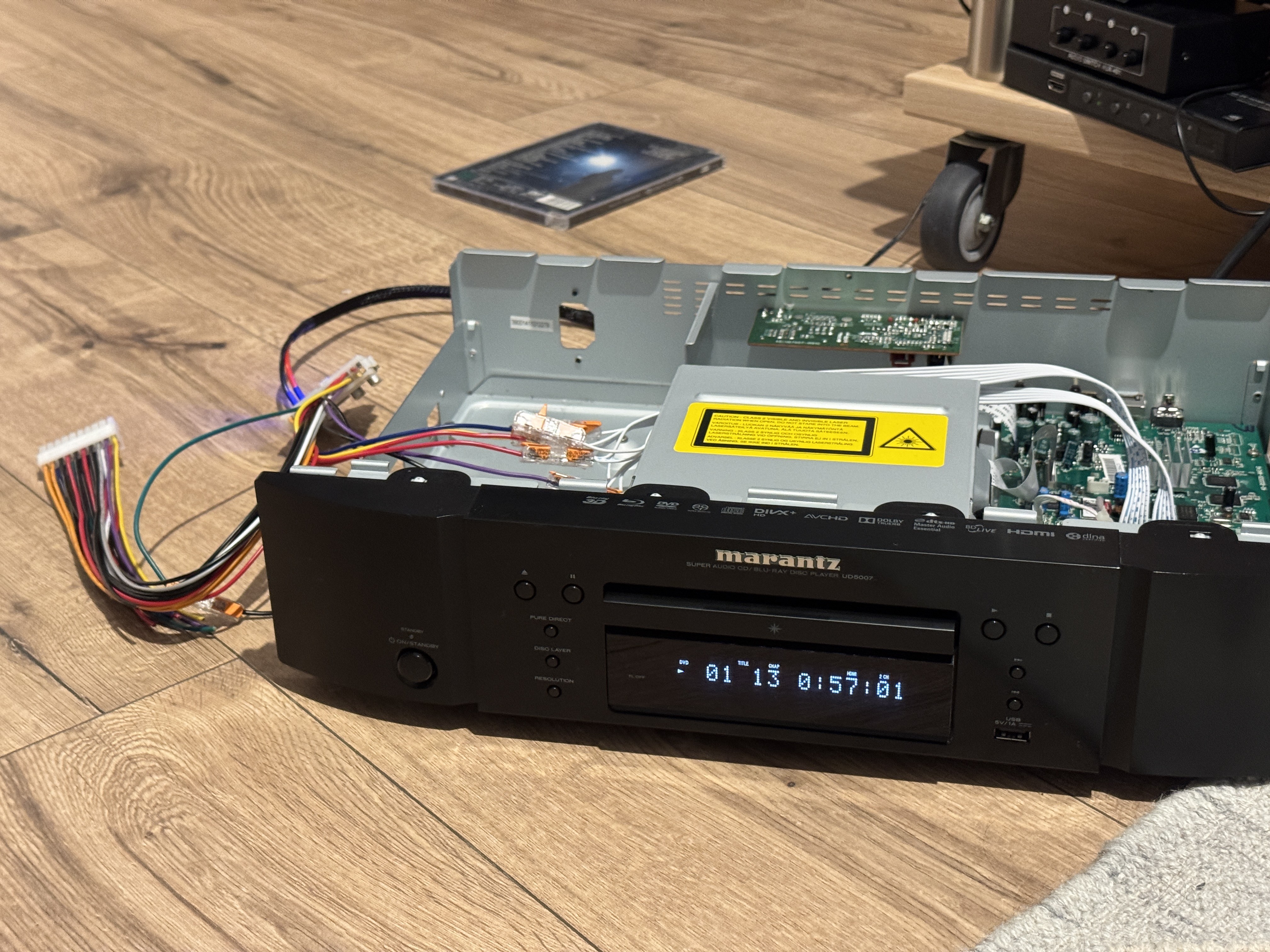 Marantz UD5007, opened up with wires hanging out
